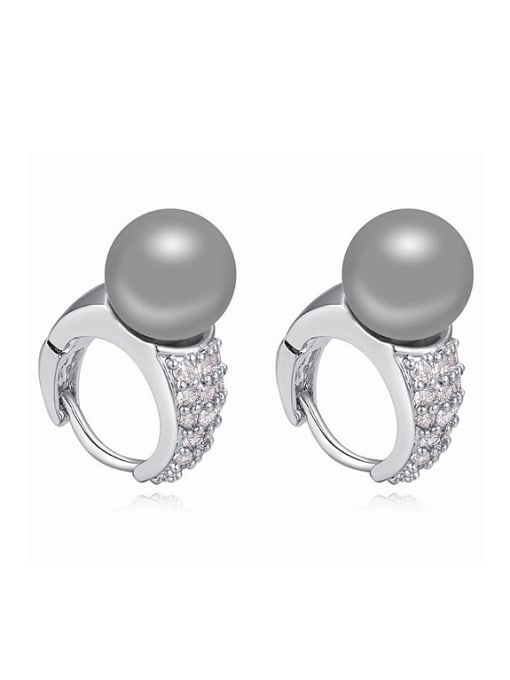 QIANZI Simple Imitation Pearl AAA Zirconais Alloy Earrings 1