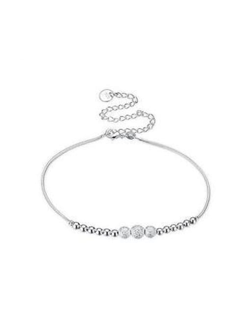 OUXI Simple Beads Silver Plated Anklet 0