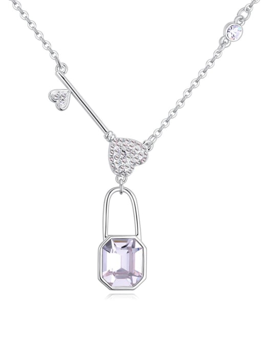 QIANZI Personalized Lock Key Pendant austrian Crystals Alloy Necklace 4