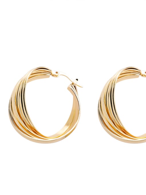 Girlhood Alloy With 18k Gold Plated Trendy Square Hoop Earrings 1