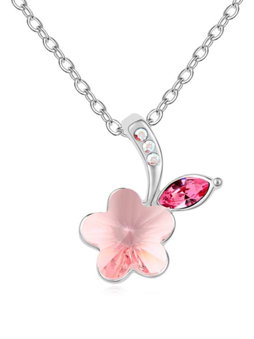 pink Fashion Flowery austrian Crystals Pendant Alloy Necklace