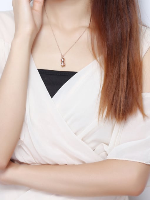 OUXI Female Crystal Peanut Shaped Long Necklace 1