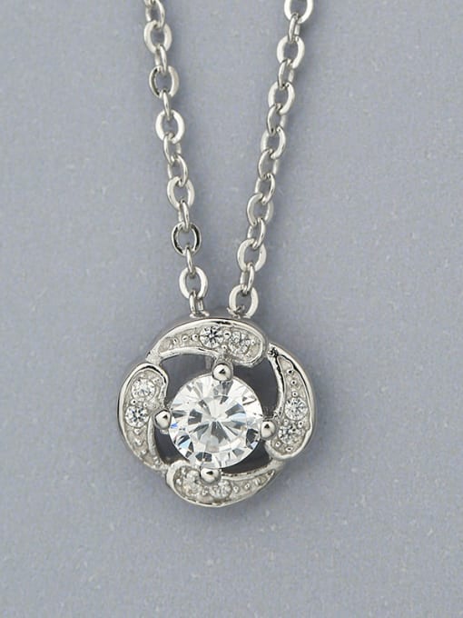 One Silver Delicate Zircon Necklace
