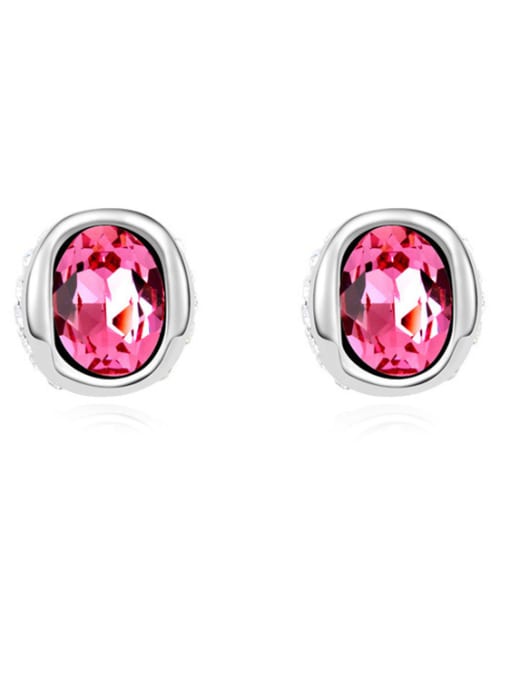 pink Simple Oval austrian Crystal Alloy Stud Earrings