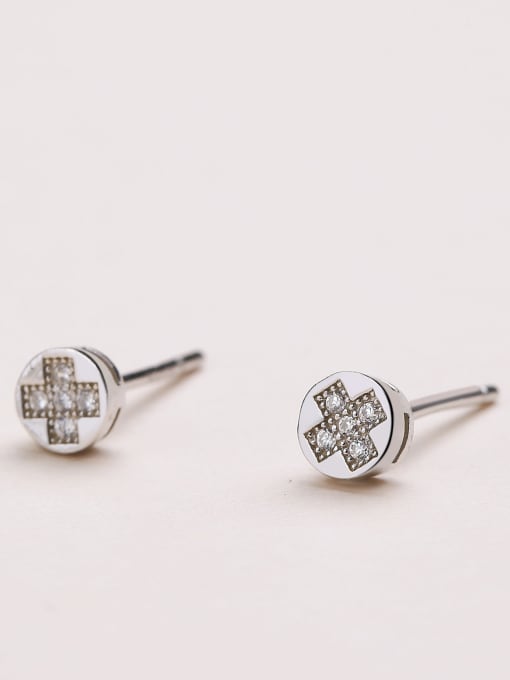 One Silver Exquisite Cross Shaped Stud Earrings 2