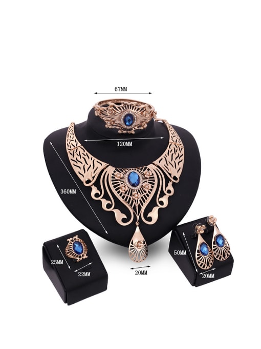 BESTIE Alloy Imitation-gold Plated High-end Ethnic style Artificial Gemstone Four Pieces Jewelry Set 2