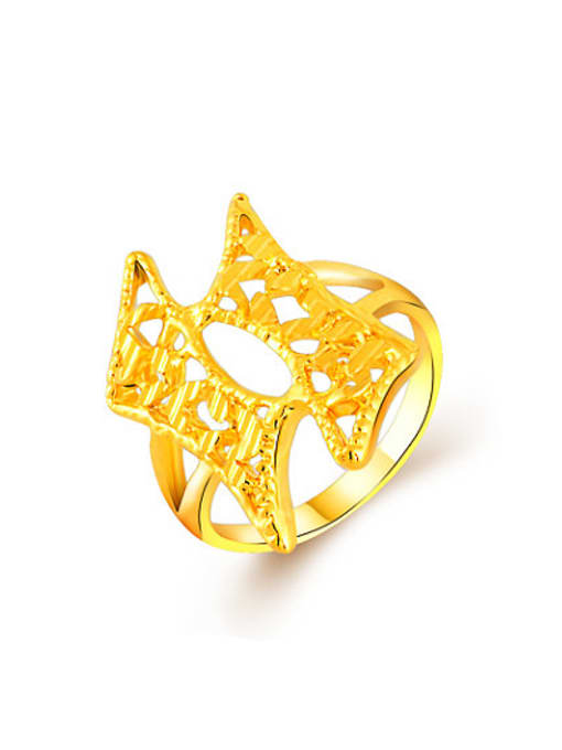Yi Heng Da Fashion Hollow Geometric Shaped 24K Gold Plated Ring 0