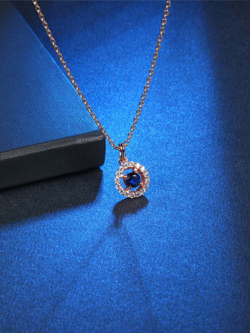 Rose Gold Charming Round Shaped Zircon Women Necklace