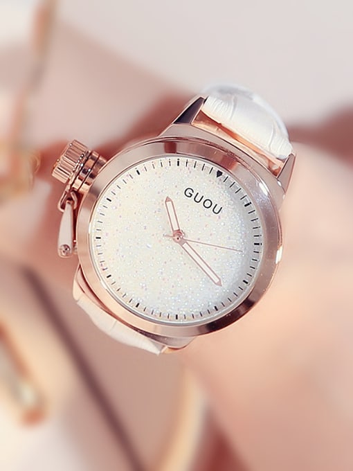 White GUOU Brand Simple Shiny Watch