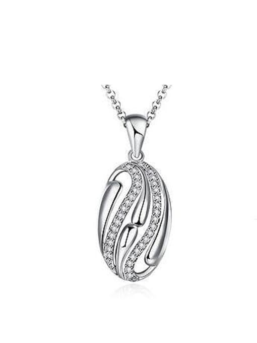 Platinum Oval Pendant Rhinestones Women Necklace