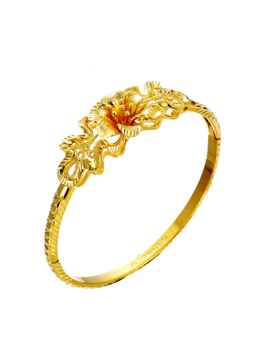 XP Copper Alloy Gold Plated Ethnic Flower Bangle 0