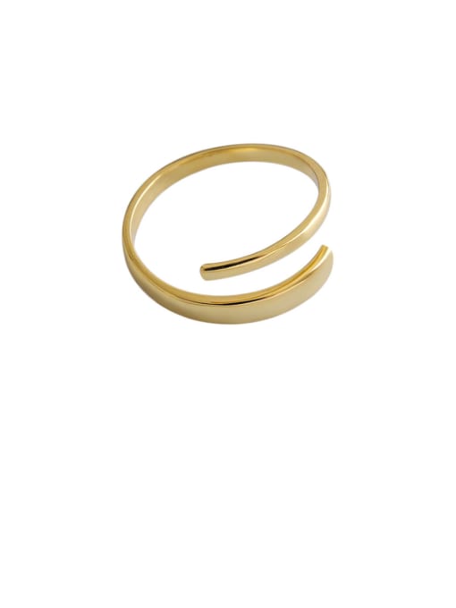 DAKA 925 Sterling Silver With Gold Plated Simplistic Wrong Double Layer Free Size  Rings 0