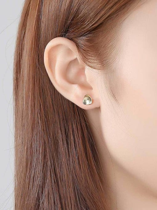 CCUI 925 Sterling Silver With  Simplistic Glossy Stud Earrings 1