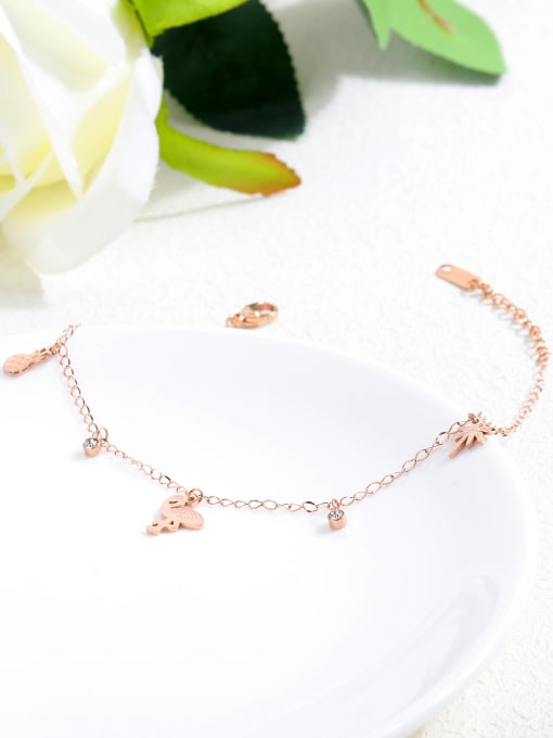 Open Sky Stainless Steel With Rose Gold Plated Personality Animal Anklets 3