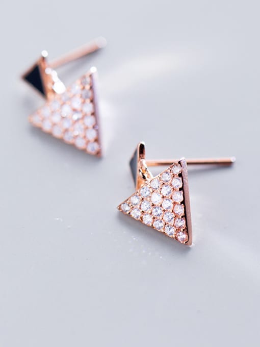 Rosh Pure silver zircon triangular ear nail 0