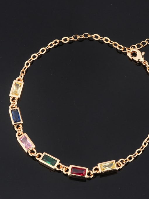 gold Copper With Glass Stone Trendy Square Bracelets