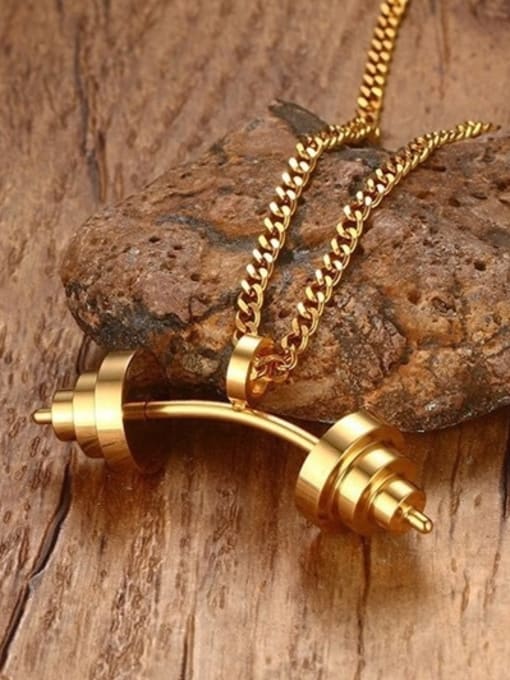 Golden Fashion Barbell Men's Accessories Necklace