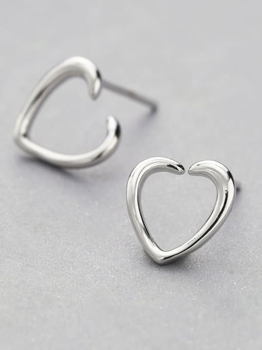 One Silver 925 Silver Elegant Heart stud Earring 2