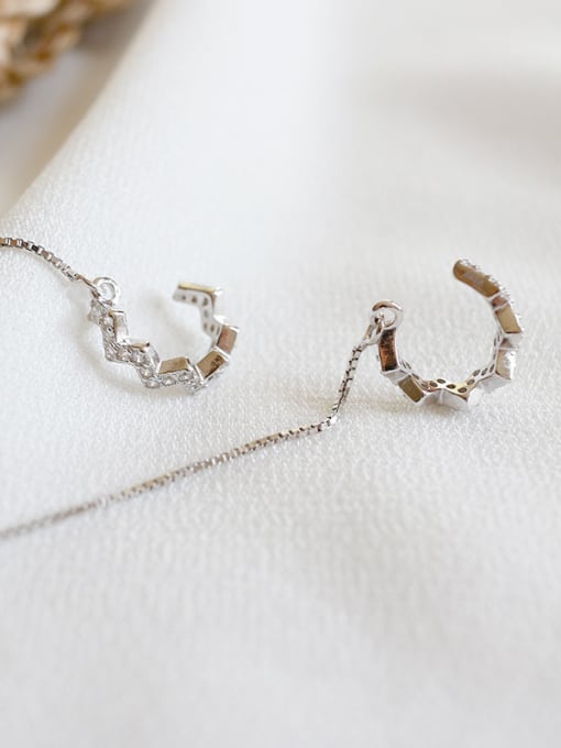 DAKA Fashion Cubic Tiny Zircon Silver Line Earrings 3