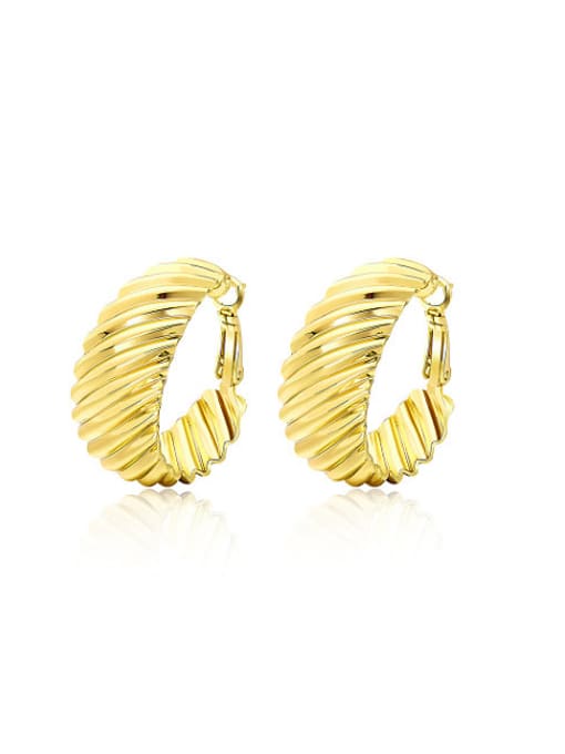 Ronaldo Exquisite 18K Gold Plated Round Carved Earrings 0
