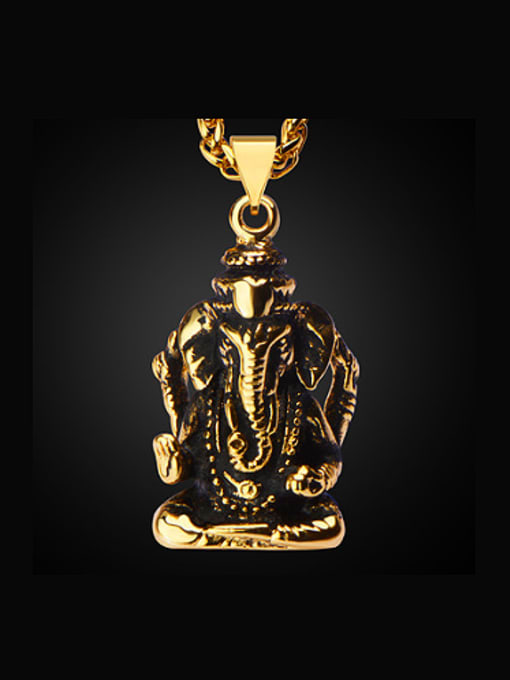 gold Retro Ganesha Necklace