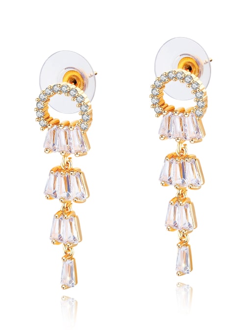 747-White Drill Earrings Copper With 18k Gold Plated Trendy  Samba Irregular Earrings