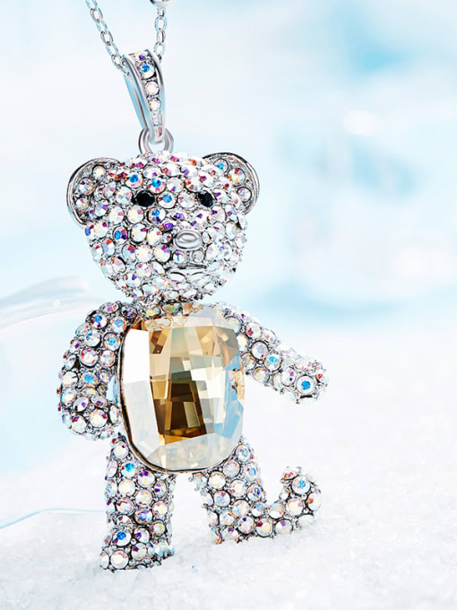Gold Bear-shaped austrian Crystal Necklace