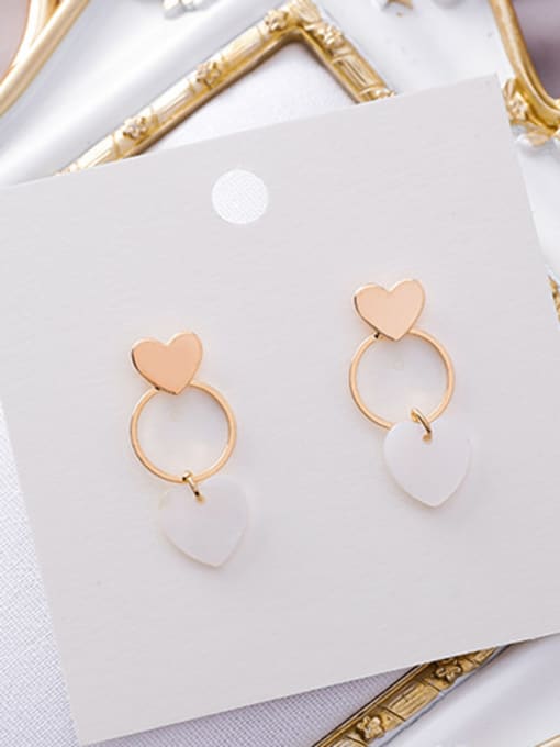 Girlhood Alloy With Gold Plated Fashion Round shell Chandelier Earrings 1