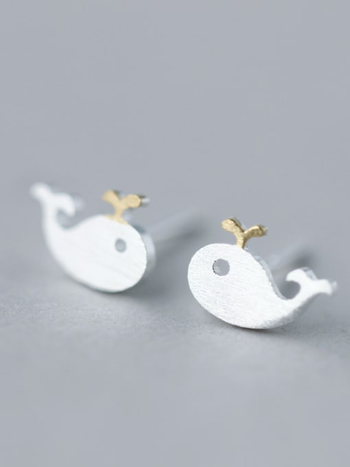 sliver Exquisite Gold Plated Fish Shaped S925 Silver Stud Earrings