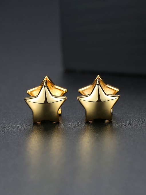 BLING SU Copper With 18k Gold Plated Casual Star Stud Earrings 2