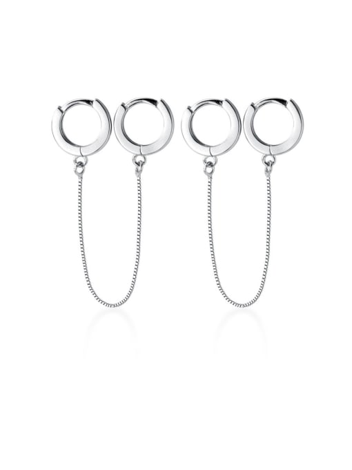 Rosh 925 Sterling Silver With Platinum Plated Personality Round Earrings