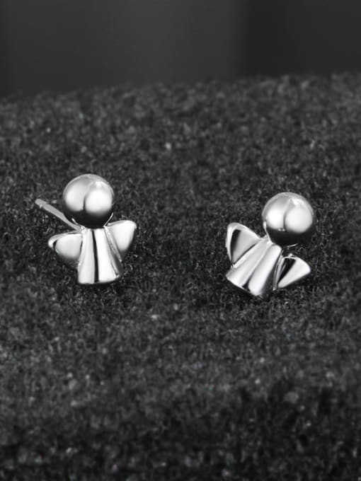 SANTIAGO Little Simple Angel 925 Sterling Silver Stud Earrings 2
