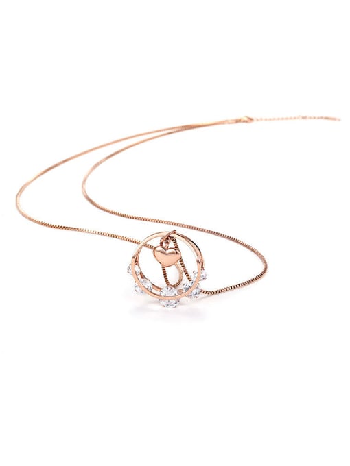JINDING Europe And The United States Rose Gold Titanium Zircon Crystal Sweater Necklace 0