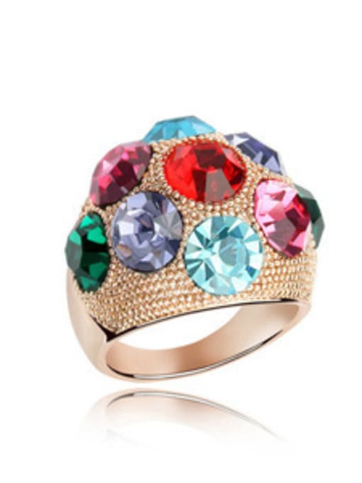 multi-color Exaggerated Cubic austrian Crystals Rose Gold Ring
