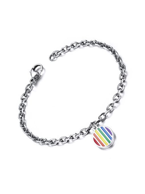 colorful All-match Colorful Oval Shaped Glue Titanium Bracelet