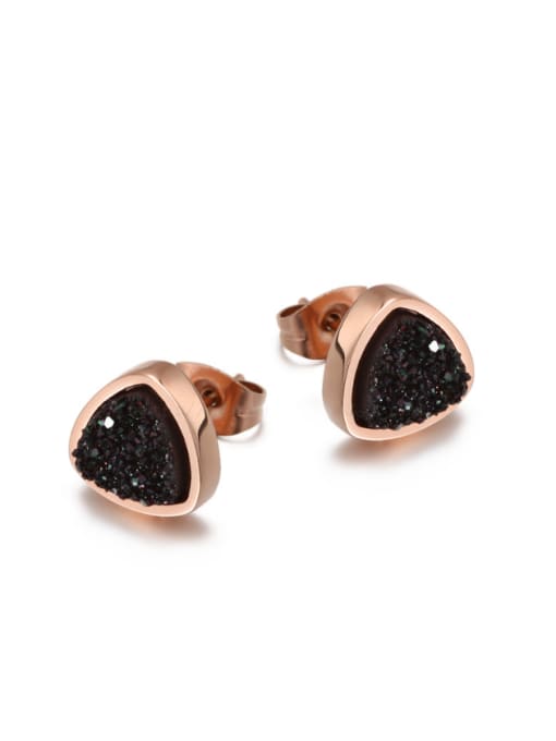 Black 18K Rose Gold Titanium Crystal Cluster stud Earring