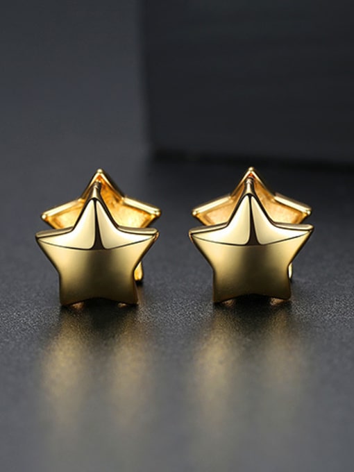 18k-gold T02E25 Copper With 18k Gold Plated Casual Star Stud Earrings