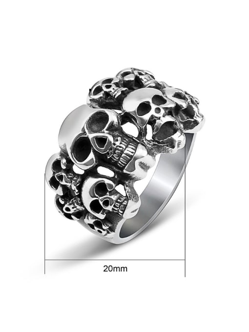 RANSSI Punk Exaggerated Skulls Statement Ring 2