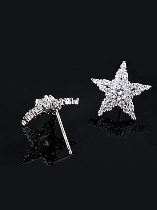 Qing Xing Silver  Ear Needle Star Zircon South Korea Personality stud Earring 0
