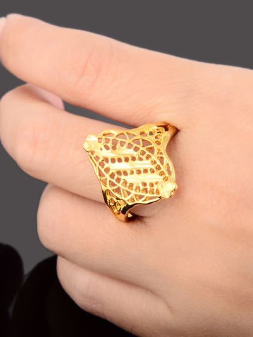 Yi Heng Da Exquisite 24K Gold Plated Hollow Geometric Design Copper Ring 2