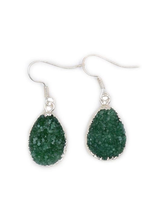 Tess Water Drop shaped Green Natural Crystal Earrings 0