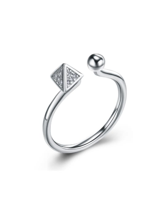 kwan Micro Pave Zircon Triangle Ball Opening Ring