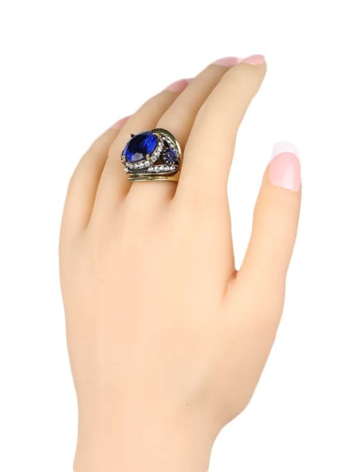Gujin Exaggerated Retro style Resin Stones Alloy Ring 1