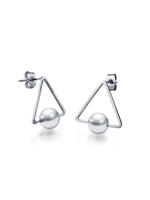 white Fashion Hollow Triangle Artificial Pearls Stud Earrings