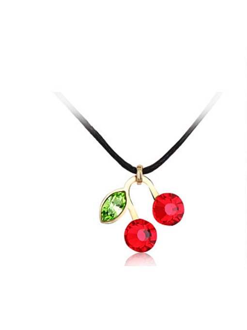 Platinum ,Red 18K White Gold Austria Crystal Cherry Shaped Necklace