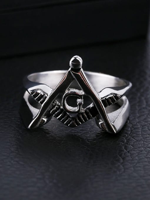 RANSSI Titanium Freemason Logo Statement Ring 1