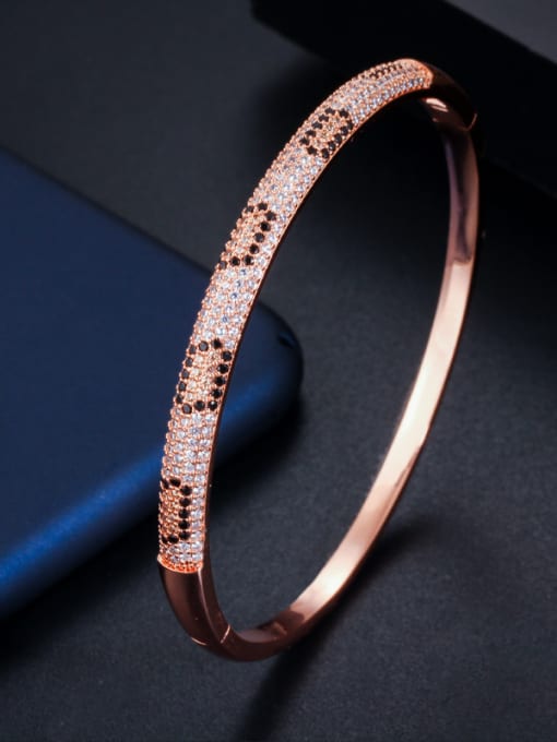 Rose Gold Copper With Cubic Zirconia  Luxury Round Bangles