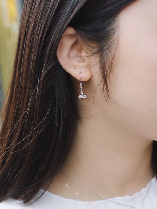 DAKA Sterling silver simple hand-stitched zircon earrings 1