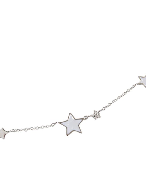 DAKA 925 Sterling Silver With Silver Plated Simplistic Star Anklets 4