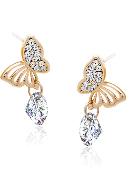 BSL Zinc Alloy With Gold Plated Fashion Butterfly Stud Earrings 0
